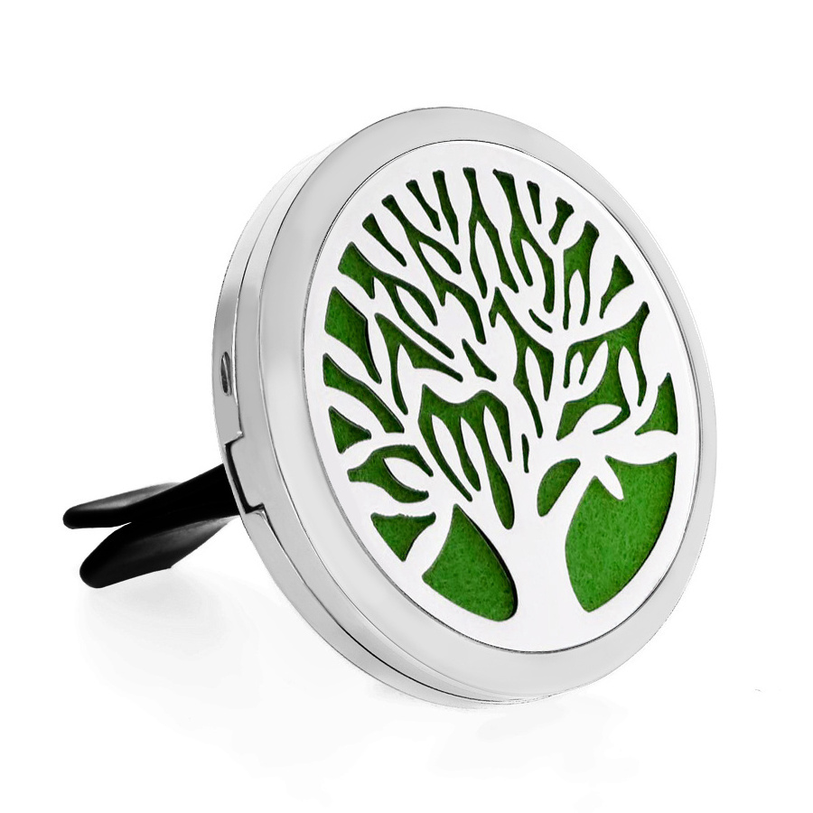 Tree Of Life 35mm Stainless Steel Car Diffuser Locket Vent Clip Essential Oil Aromatherapy Perfume Auto Air Freshener Jewelry