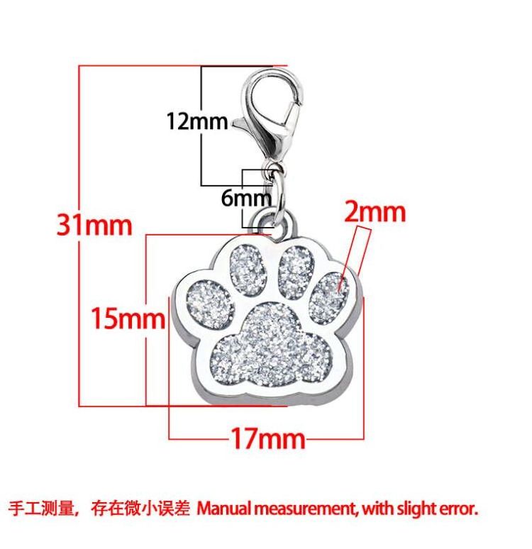 Wholesale Dog Cat Paw Charms For Jewelry Making Glitter Pendant Hang Charm With Lobster Clasp Keychain Pet Collar Accessories