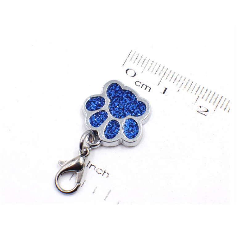 Wholesale Dog Cat Paw Charms For Jewelry Making Glitter Pendant Hang Charm With Lobster Clasp Keychain Pet Collar Accessories