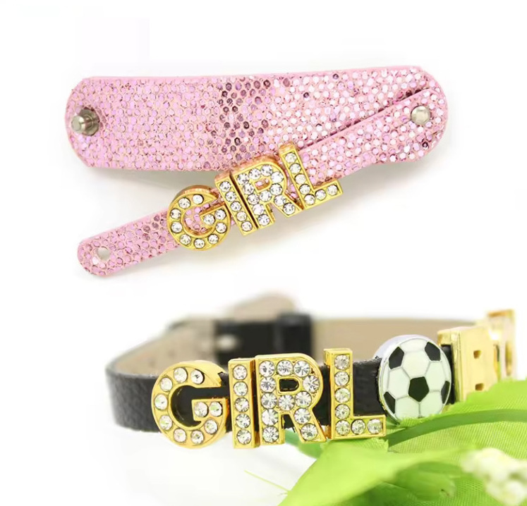 Jewelry Diy Accessory Fit Bikini Strap Dog Collar  Necklace  Wristband  8mm Slide Letters Slide Charm