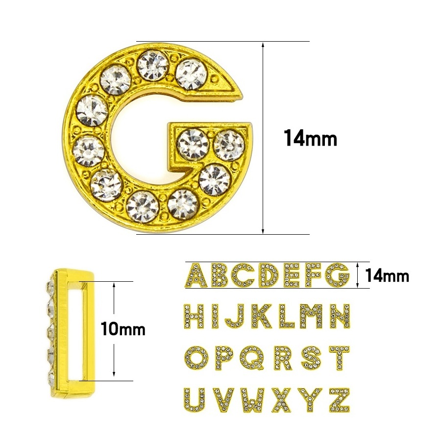 Plated 26 Letters DIY Accessory Hot Sell Golden Can Through 10mm Gift Trendy Alloy Mould Making Letter Charms for Jewelry Making