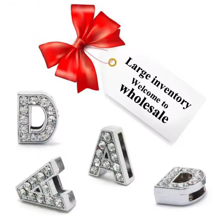 Jewelry Diy Accessory Fit Bikini Strap Dog Collar  Necklace  Wristband  8mm Slide Letters Slide Charm