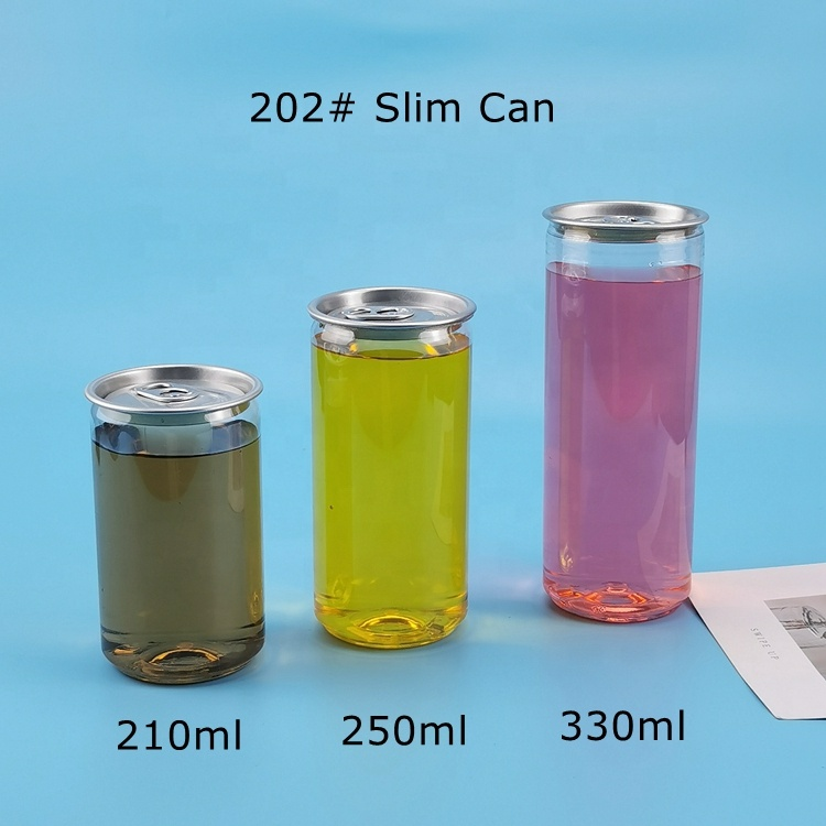 350ml PET Transparent Soft Drink Can Empty Plastic Clear Soda Beverage Can with Easy Open Lid