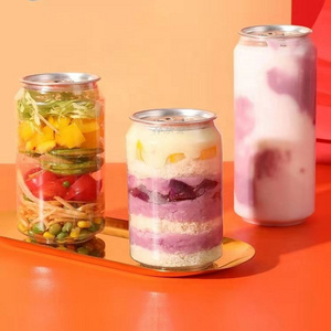 350ml PET Transparent Soft Drink Can Empty Plastic Clear Soda Beverage Can with Easy Open Lid