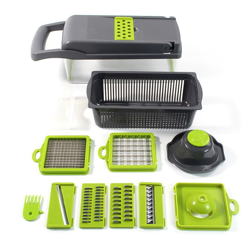 Fruit Onion Cutter Manual Potato Mandoline Slicer Veggie Food Chopper Cabbage Shredder 14 In 1 Dicer Tool Vegetable Food Chopper