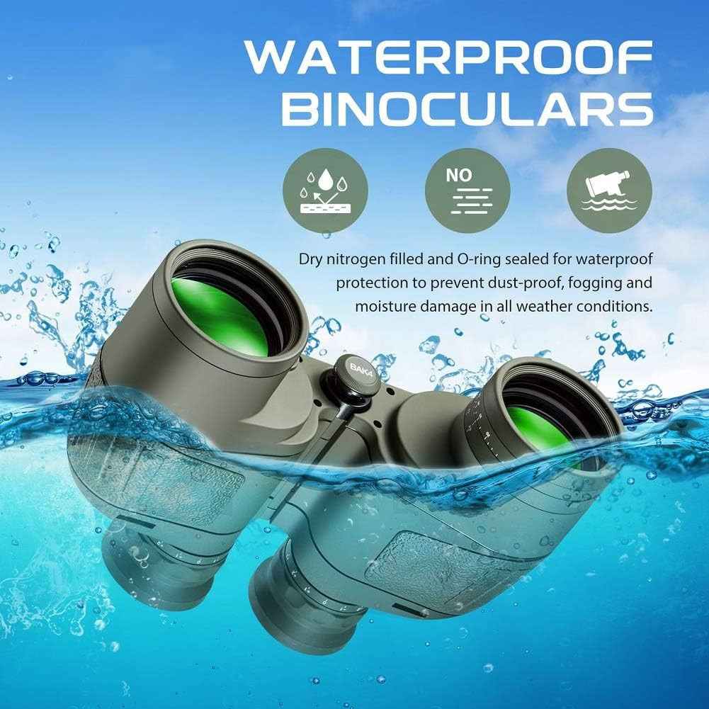 Sport optics 7x50 Waterproof Floating Binocular with Internal Rangefinder & Compass for boating bird watching