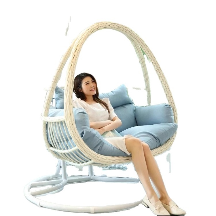 Swing Chair Indoor-Outdoor Balcony Garden Chair Terrace Lounge Mesh Fabric Hammock With Trestles Egg Chair