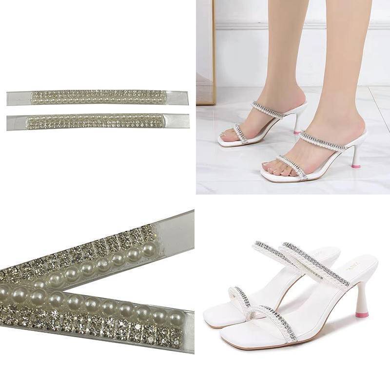 Hot Selling Crystal Diy Diamond Shoes Upper Lady Sandals Trimming Welt Ornament TPU Rhinestone Shoes Upper