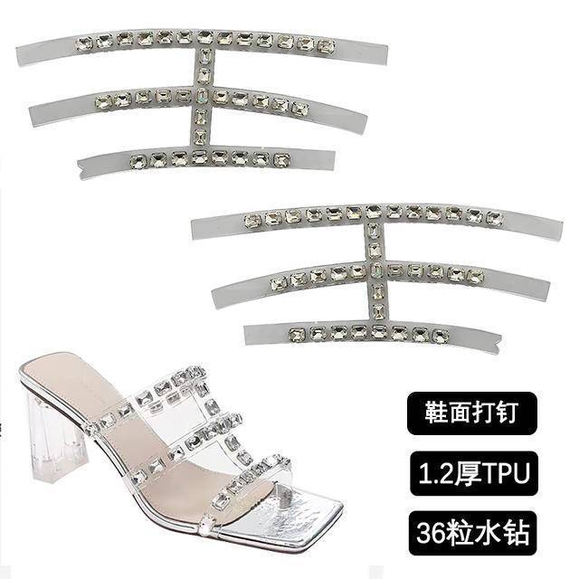 Hot Selling Crystal Diy Diamond Shoes Upper Lady Sandals Trimming Welt Ornament TPU Rhinestone Shoes Upper