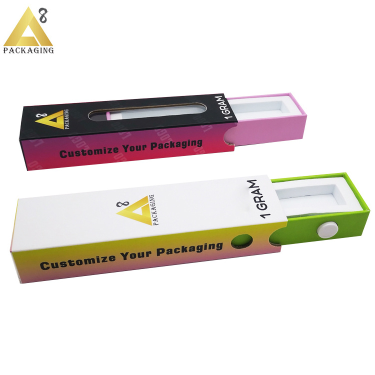 Custom Childproof 1ml 2ml 3ml Disposable Slideout 510 Pen Drawer Packaging Box With Foam Insert