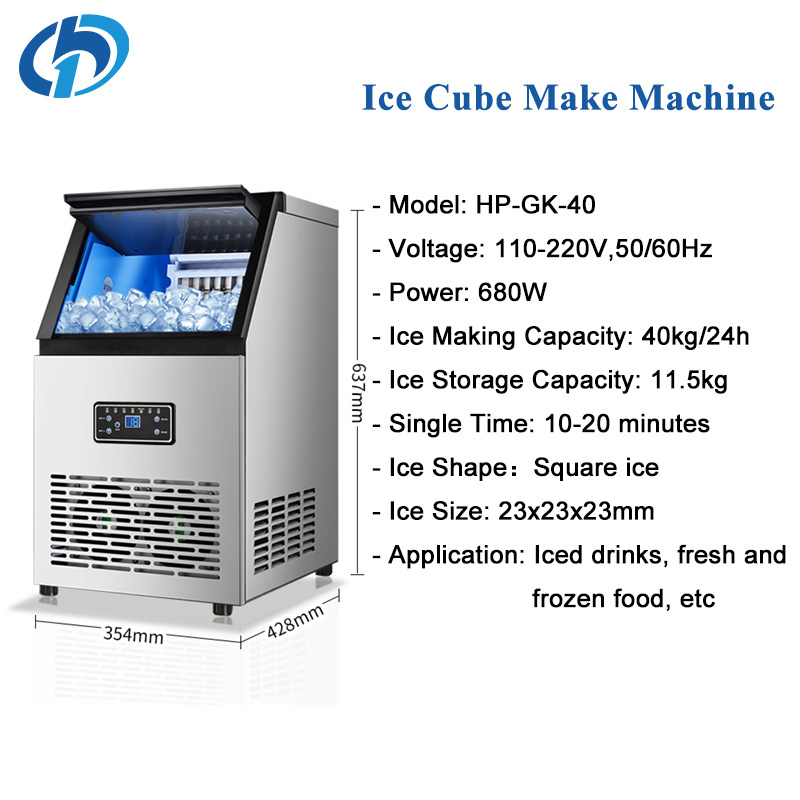 Ice Block Machine Stainless Steel 40kg Automatic Ice Cube Maker Home Commercial Ice Making Machine For Business Sale Price