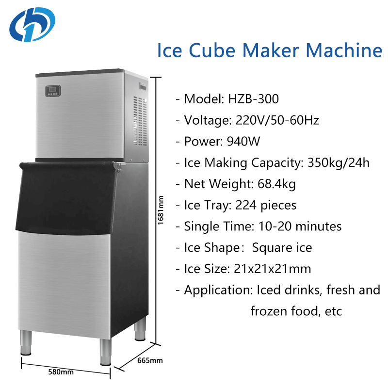 Ice Block Making Machine 350kg Automatic Stainless Steel Ice Cube Machine Ice Maker Machine Commercial For Business Food Truck