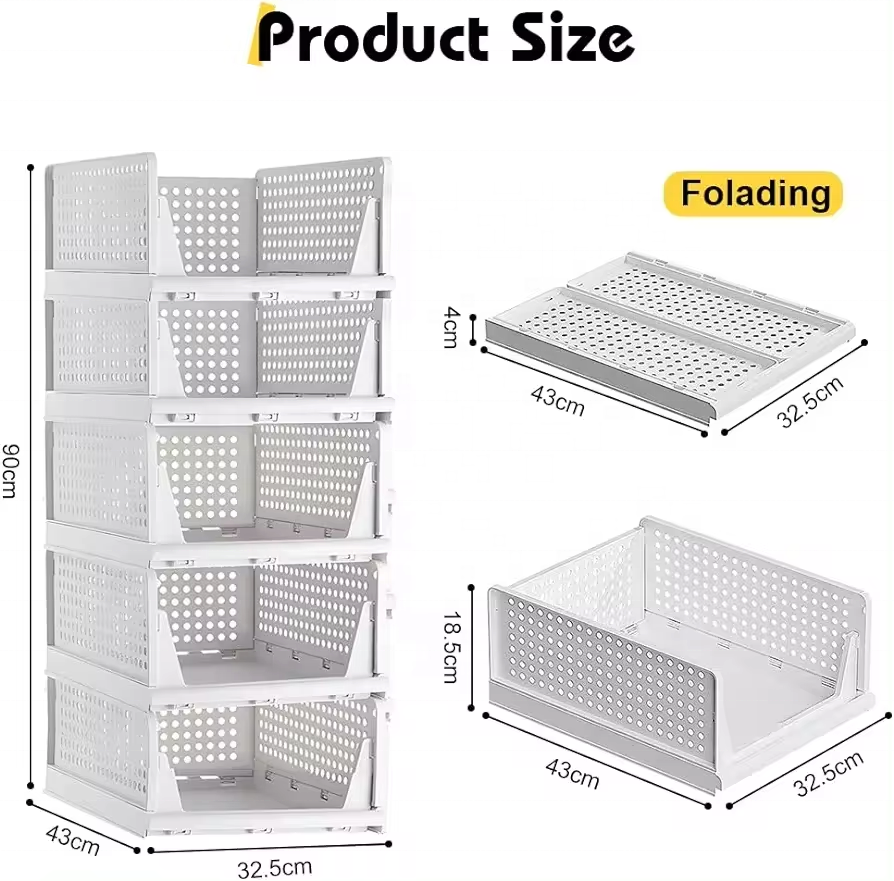 Hot Sell Custom Logo Drawer Cabinet Organizing Stackable Foldable Plastic Clothes Storage Box For Organizer Clothes & Underwear