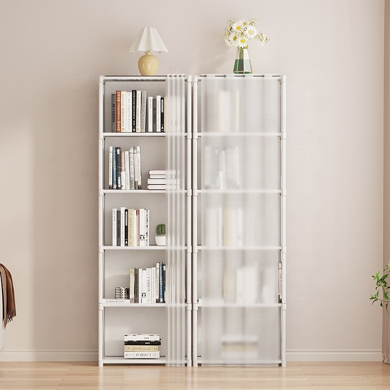 Fabric Covered Storage Organizer Steel Tube Portable Book Shelf 3 Cubes ...