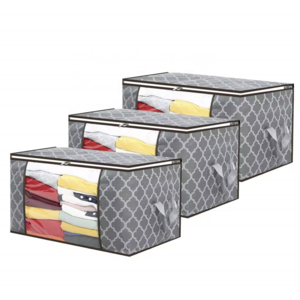 Thicken Pattern Non-woven Storage Containers Blanket Clothes Foldable Organizer with Reinforced Handle Large Storage Bag