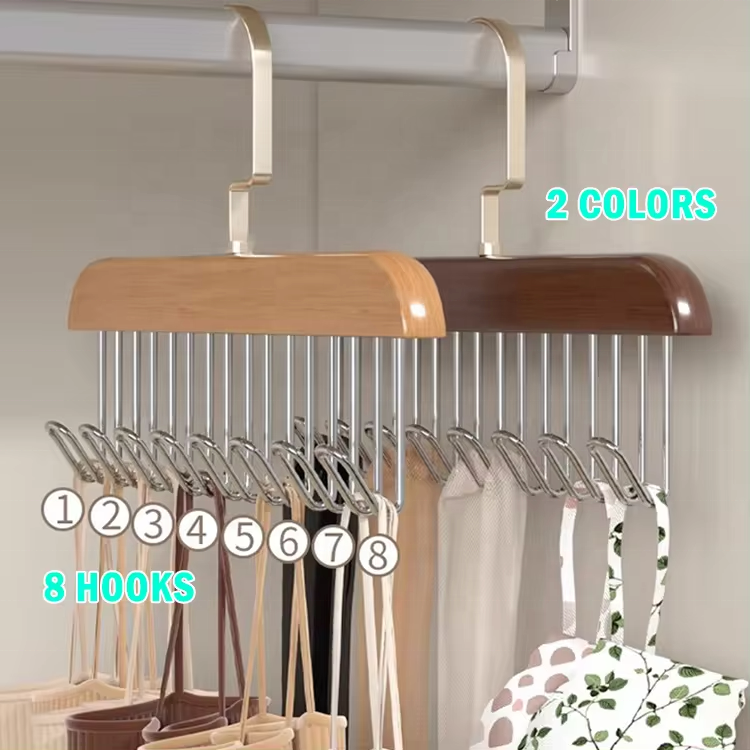 Space Saving Wooden Scarf Necklace Organizer Wooden Belt Hanger Ties Organizer Wooden Rotating Tie Hanger