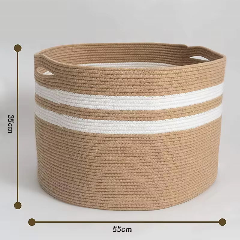 Woven Portable Storage Basket Folding Plant Flower Pot Home Decoration cotton rope and jute basket