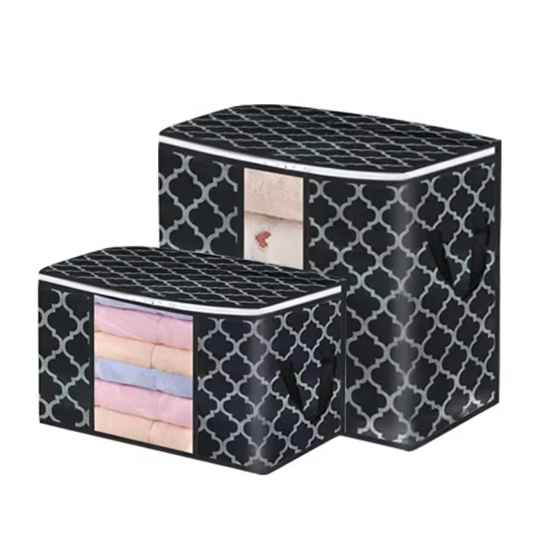 Thicken Pattern Non-woven Storage Containers Blanket Clothes Foldable Organizer with Reinforced Handle Large Storage Bag