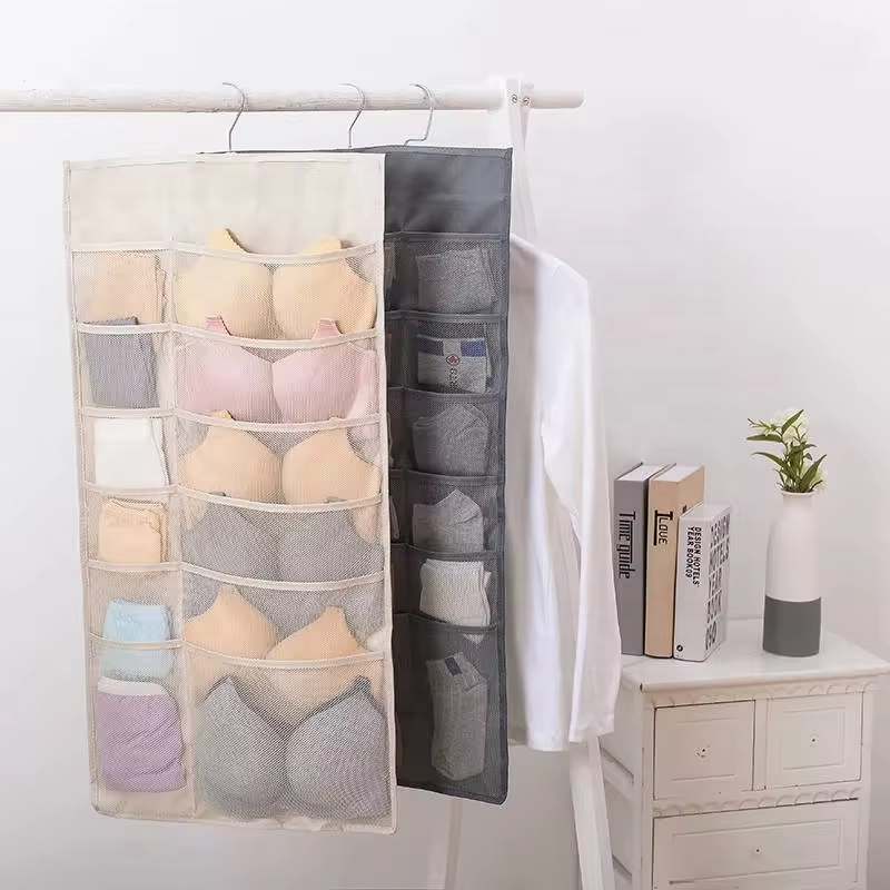 Multifunction folding clear hanging socks bra underwear hanger folding wardrobe hanging storage bag organizer