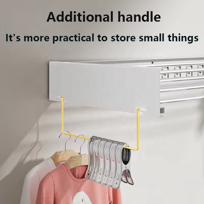 2024 New Listing Retractable Clothes Drying Racks Attached Hook Foldable For Home Use Hanging Clothes