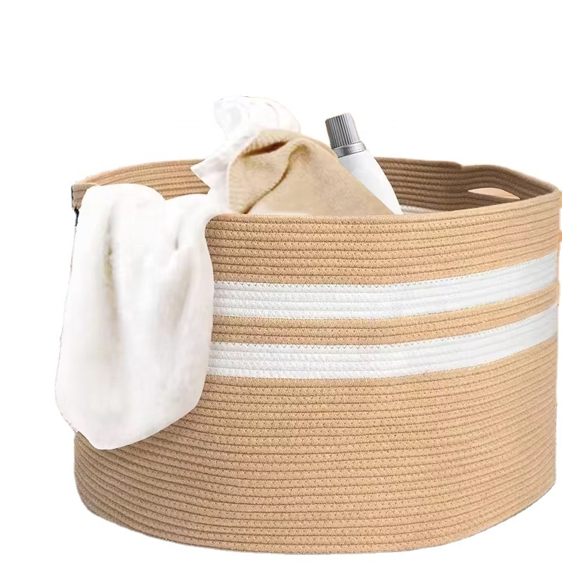 Woven Portable Storage Basket Folding Plant Flower Pot Home Decoration cotton rope and jute basket