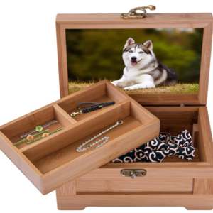 Wholesale pet solid wood animal ashes memorial urn photo frame souvenir box cat dog pet cremation wood urn