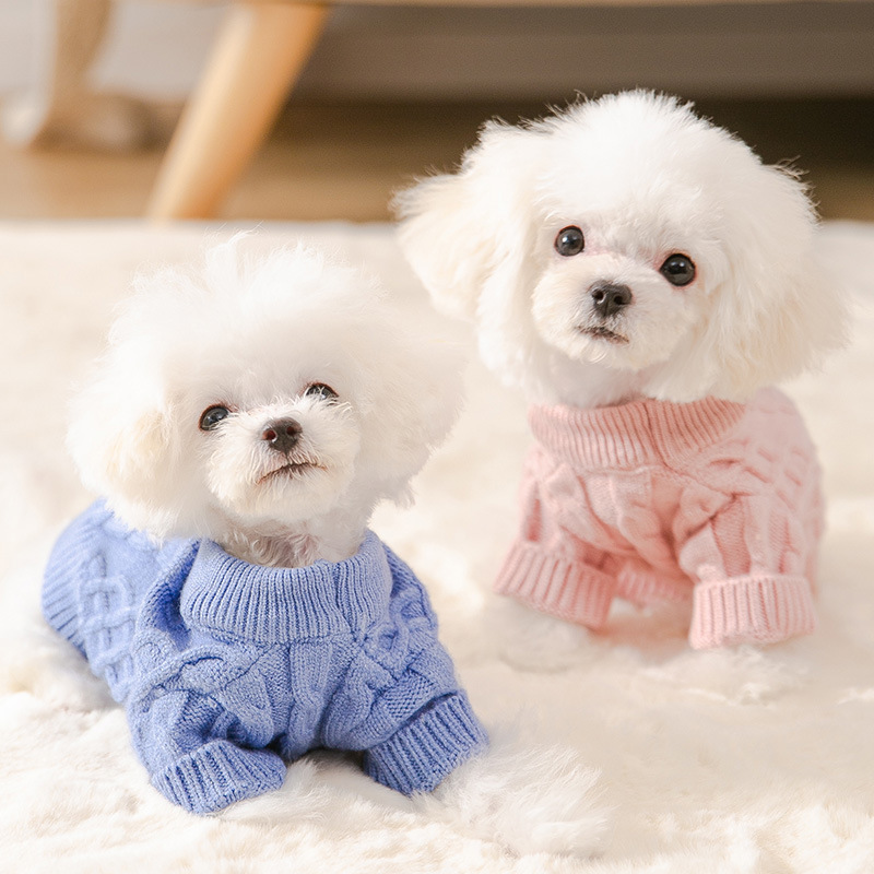 New autumn and winter twist knitted sweater small and medium dog spring two-legged cat pet clothes