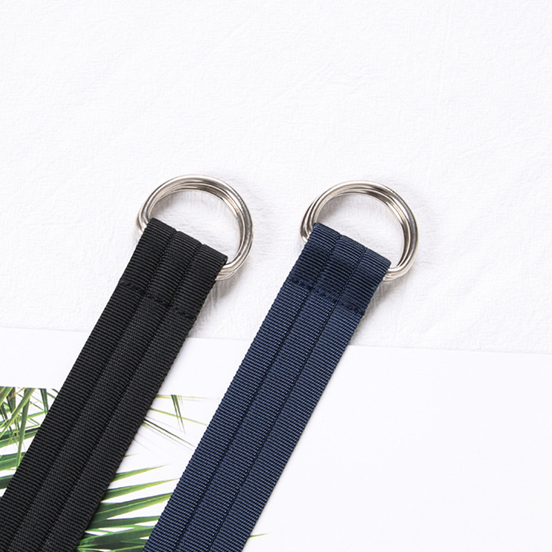 Wholesale hot-selling fashion canvas stainless steel D-shaped double buckle belt student casual durable breathable jeans belt