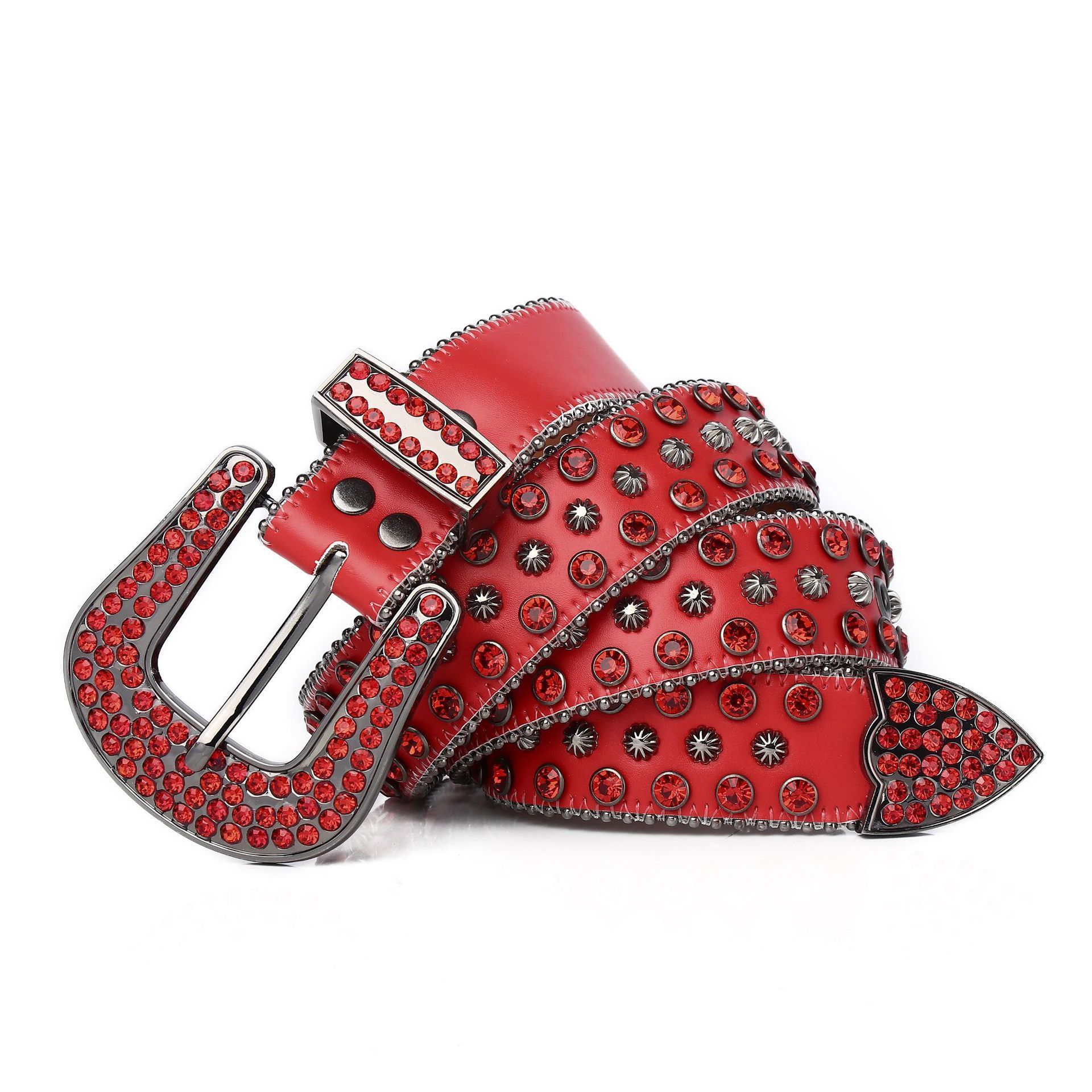 European and American rhinestone belt high-end men's and women's belt hip-hop punk style outdoor trend wild pants belt