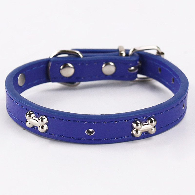 Pet Supplies Hot Bone PU Leather  Pet Collar Waterproof Adjustable Dog Collar Cat Collar Pet Decorations With Metal Charm