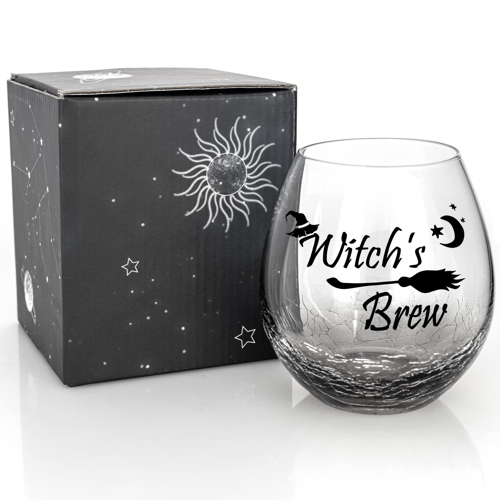 9 oz Halloween Decoration Party Drinking Glass Crackle Smoke Grey Stemless Wine Glass