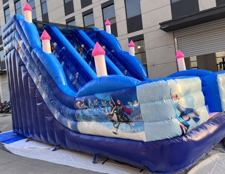 Rock climbing type obstacle slide and can be used as an open-air pool