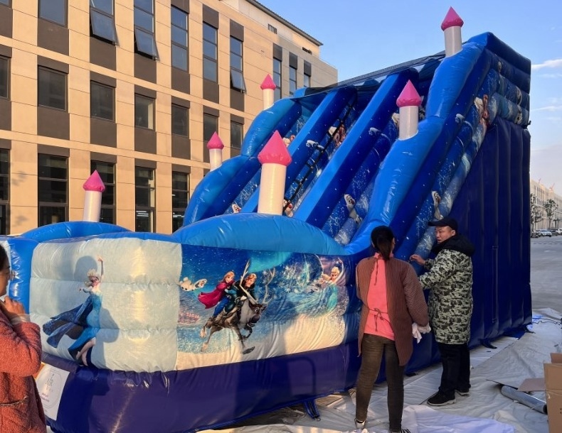 Rock climbing type obstacle slide and can be used as an open-air pool