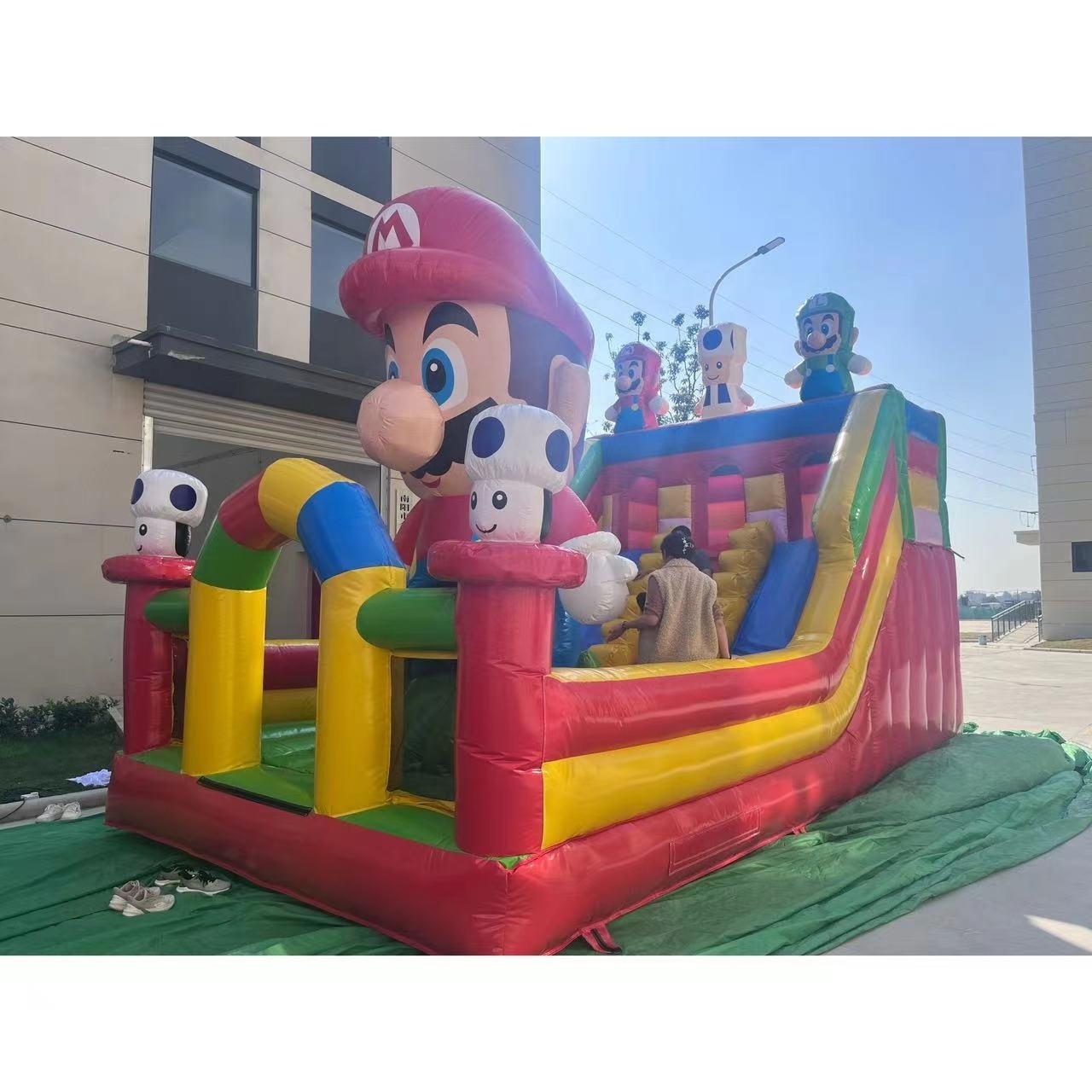 Mario bouncy castle factory high quality customized inflatable slide inflatable jumping trampoline combination