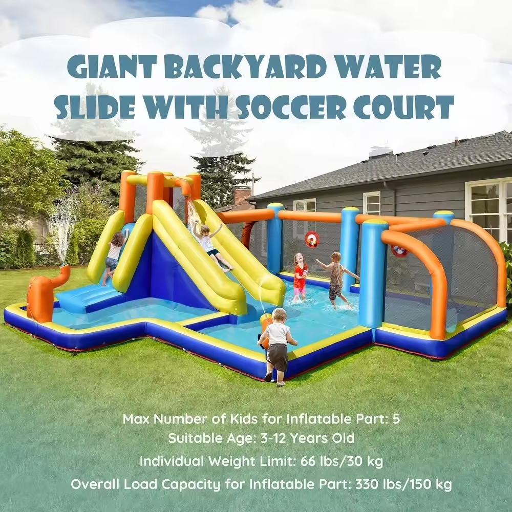 Factory customized inflatable soccer field slide combination