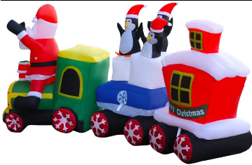 Customized Outdoor Christmas Santa Claus Inflatable Christmas Blown Up Santa Driving Train Decor Yard for Party