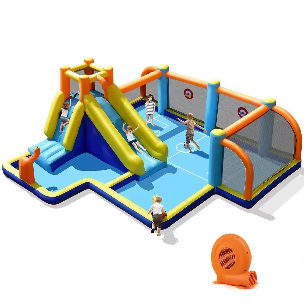 Factory customized inflatable soccer field slide combination