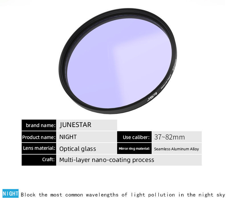 Natural night sky glass is used to reduce light pollution in night scenes and astrophotography fluorescent optical filter