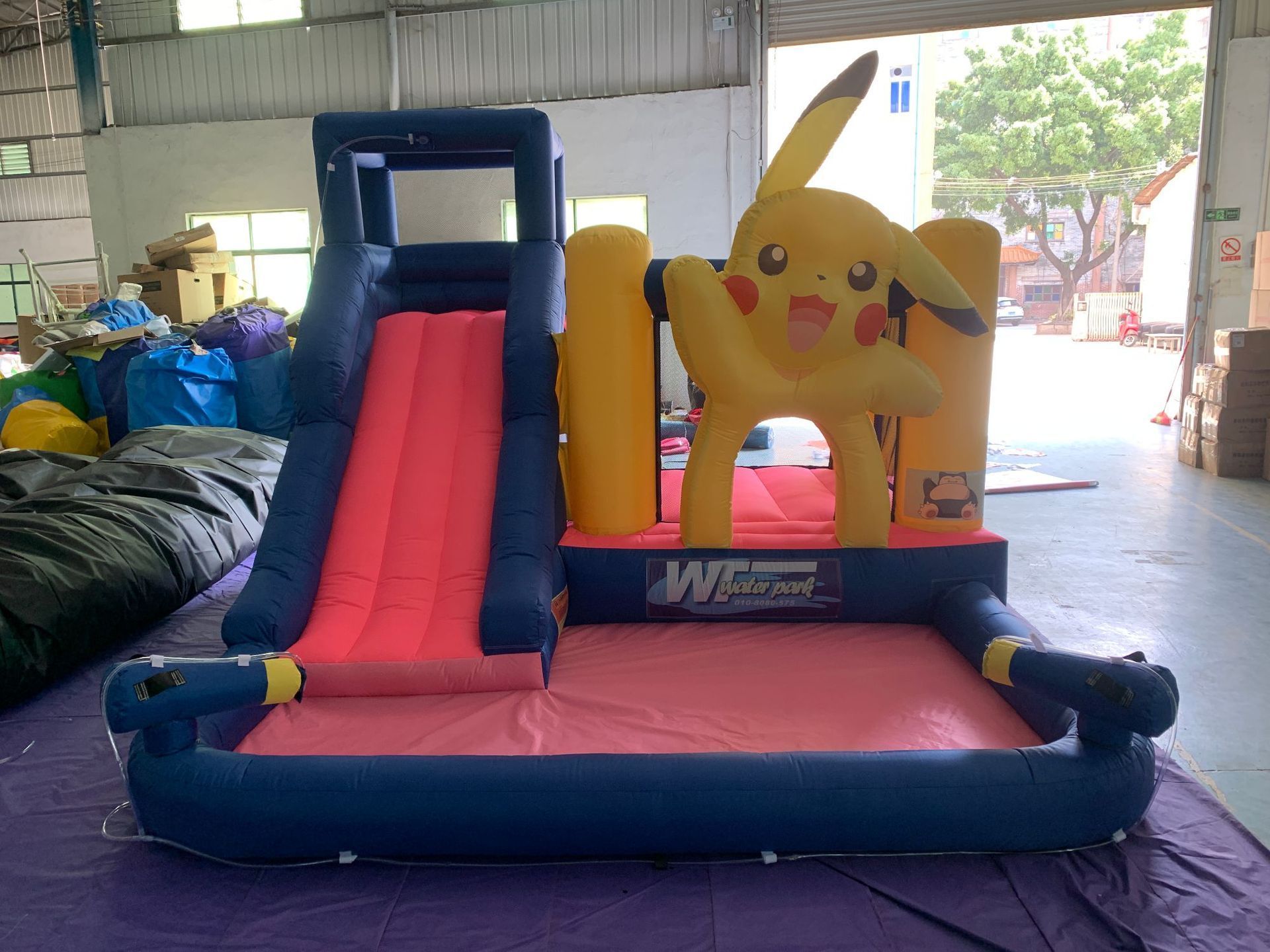 Pikachu Inflatable Trampoline Castle Inflatable Bounce House with Water Gun and Slide for Outdoor Use with Blower