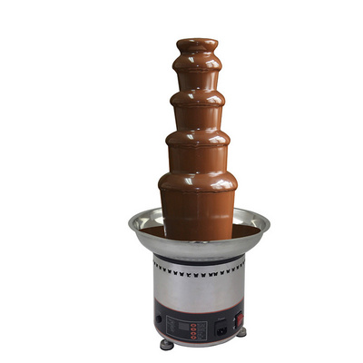 Professional Cheese Fondue Fountain 300w 5 tier Stainless Steel Chocolate Fondue Fountain