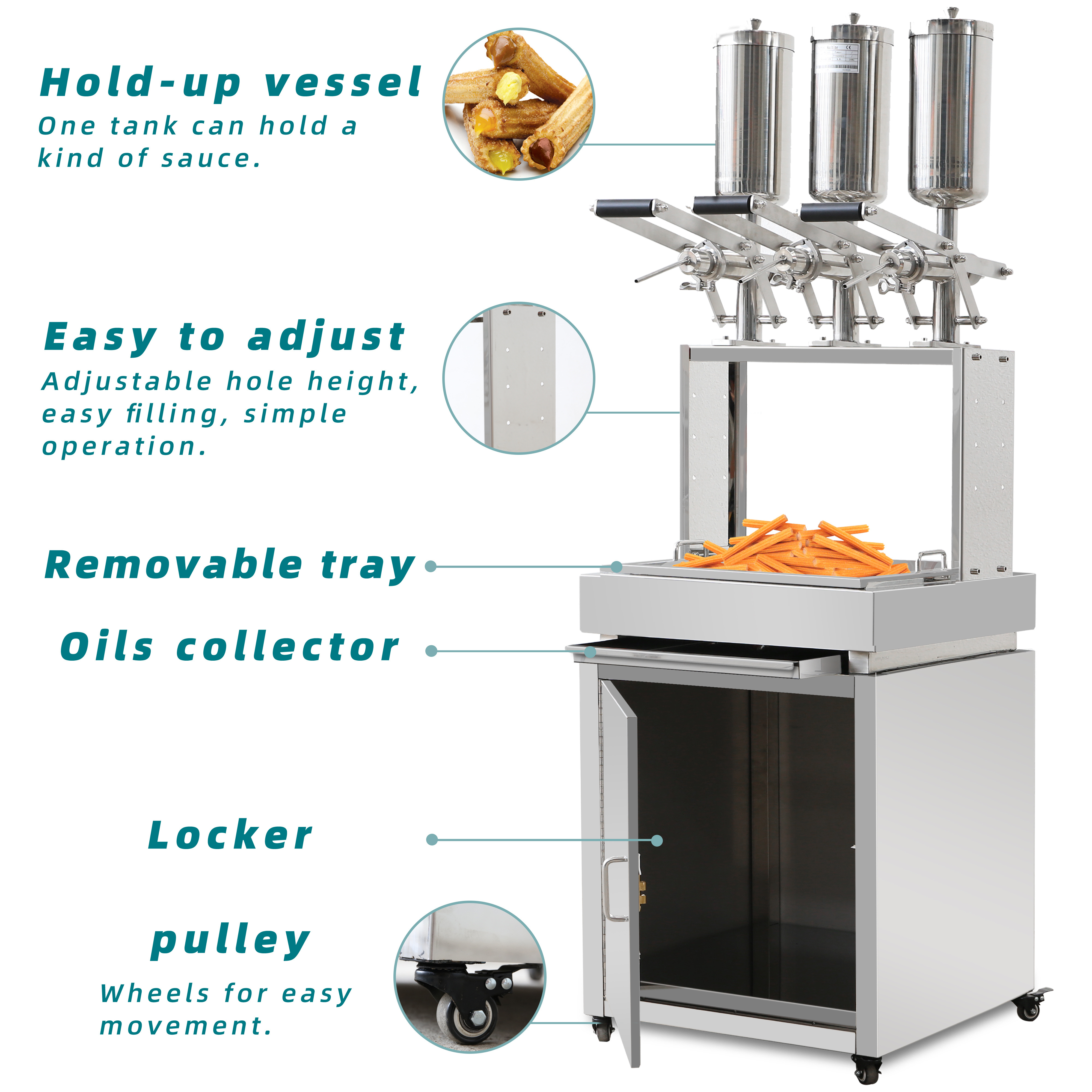 Hot sales  churros machine with fryer churros filler with cabinet 3L churros filling machine jam filling machine