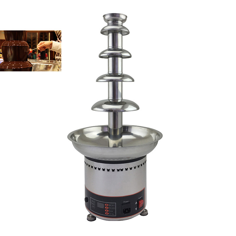 Professional Cheese Fondue Fountain 300w 5 tier Stainless Steel Chocolate Fondue Fountain