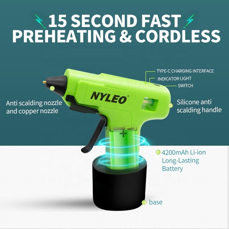 NYLEO cordless glue gun 8-10W  wireless glue gun  15s Fast Preheating Glue Gun For DIY