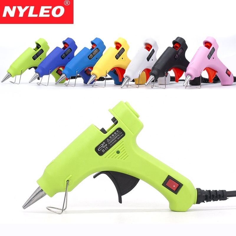 customized color 20W Small Hot Melt Glue Gun with sticks glue stick gun for DIY and homework