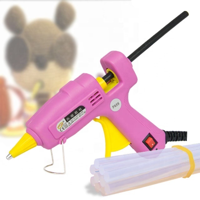 Hot Melt Glue Gun with CE 20 w hot-melt glue guns for DIY Pink mini glue gun for kids