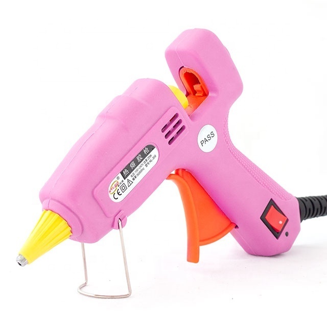 Hot Melt Glue Gun with CE 20 w hot-melt glue guns for DIY Pink mini glue gun for kids