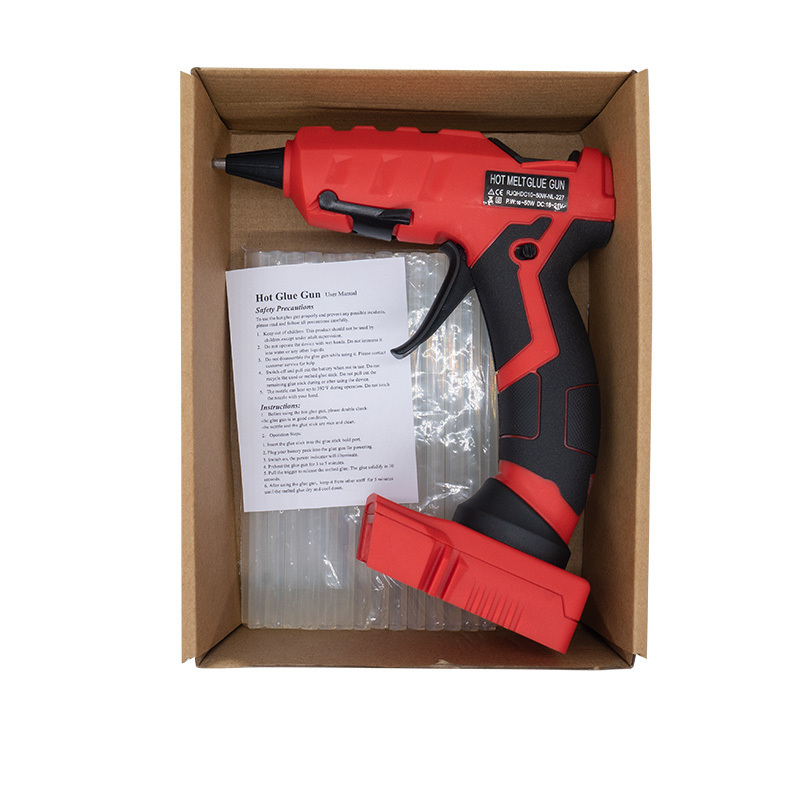 NL-227L 20V Cordless Hot Glue Gun,   Fast Heating Full Size Glue Gun with Insulated Copper Nozzle, 12 Pcs Premium Glue Sticks