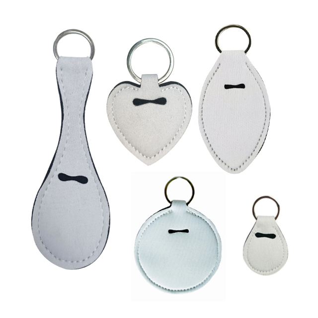 Factory Price Neoprene Sublimation Blank keychain set hand sanitizer holder chapstick holder wristlet coin holder key chain