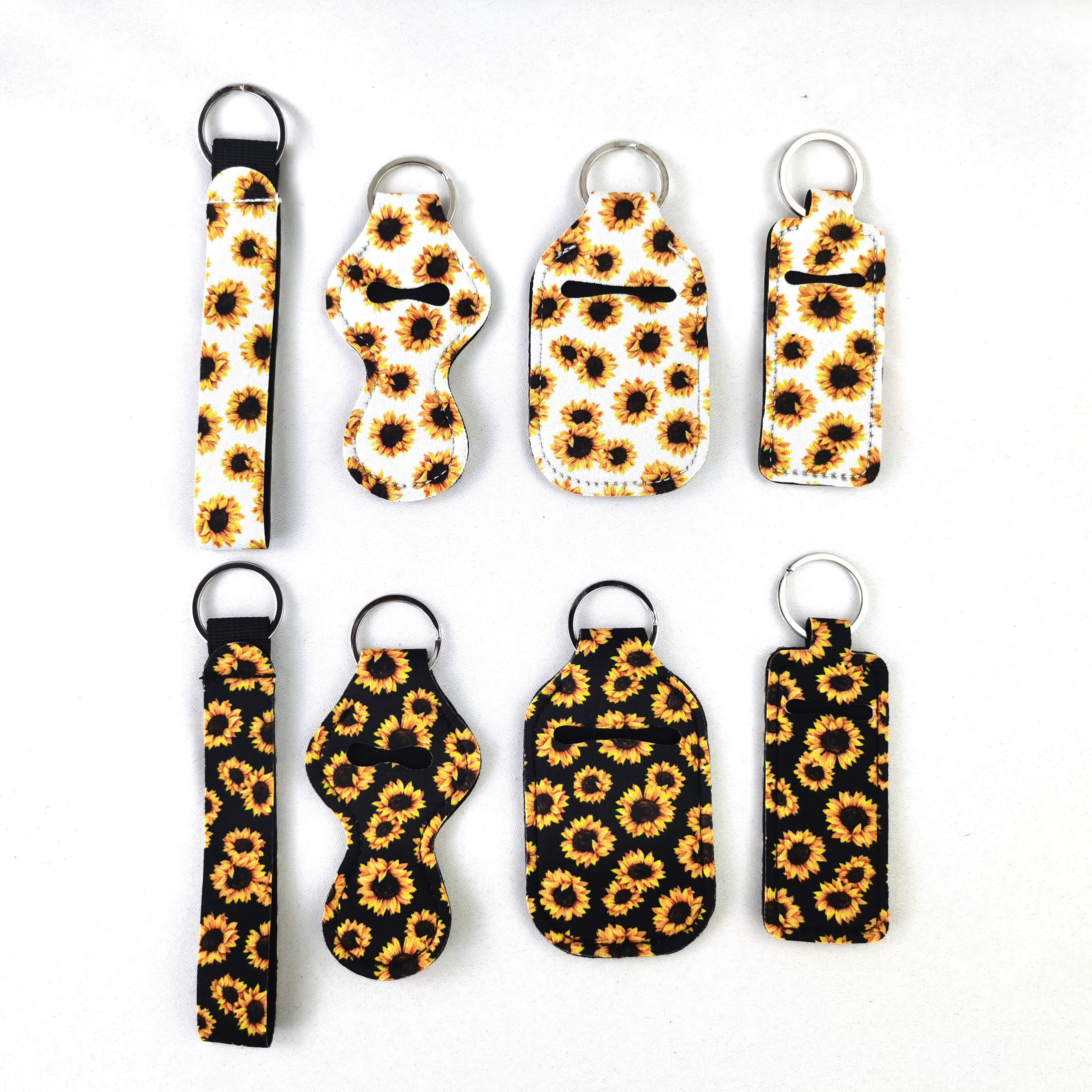 Wholesale Neoprene Sublimation Chapstick Holder Lipstick Holder Hand Sanitizer holder Wristlet Keychain set