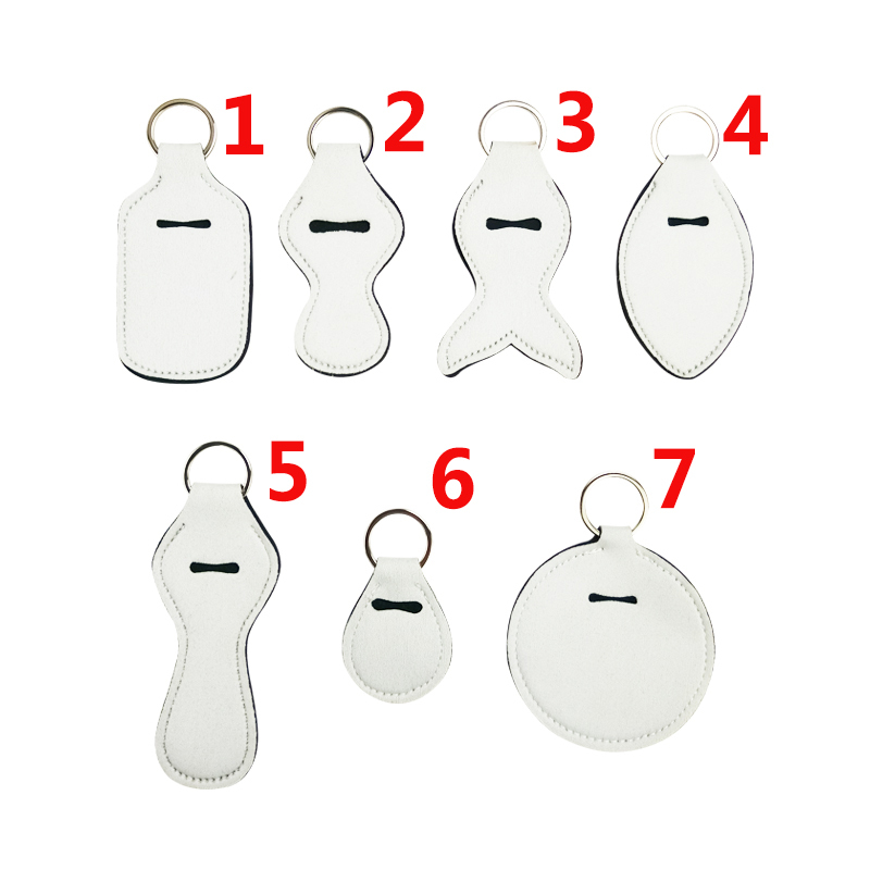 Factory Price Neoprene Sublimation Blank keychain set hand sanitizer holder chapstick holder wristlet coin holder key chain